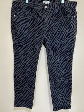 Gabrielle Molly Bracken Zebra Print Jeans Black and Gray Size 16W